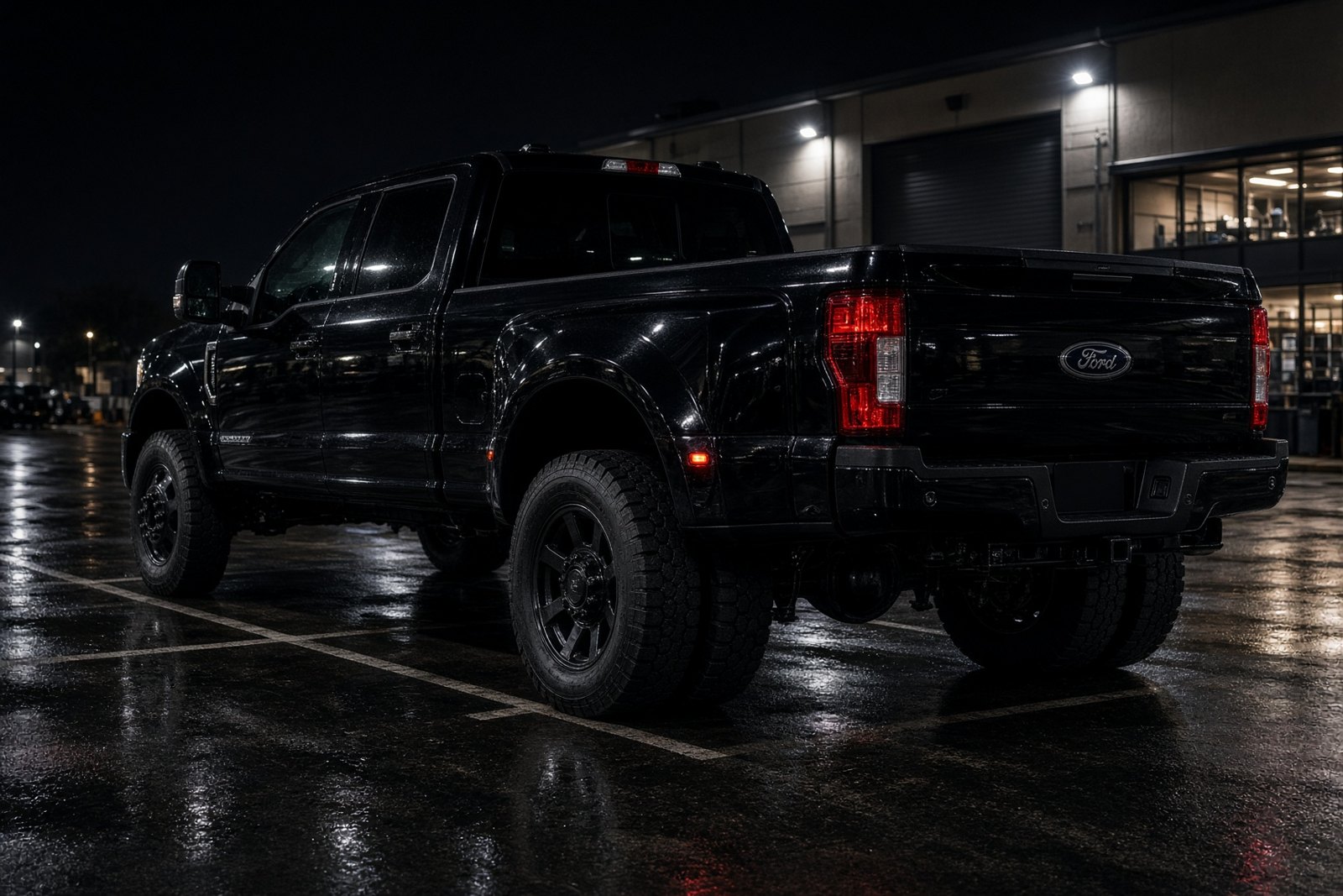 Black Ford F-350 dually