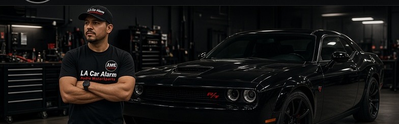 LA Car Alarm technician with Dodge Challenger